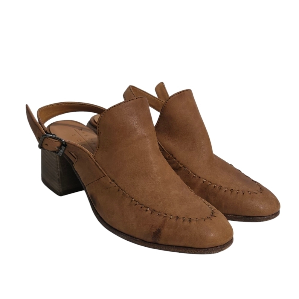 Vero Cuoio Heeled Slingback Loafer Women's Tan Leather Shoes EU 37